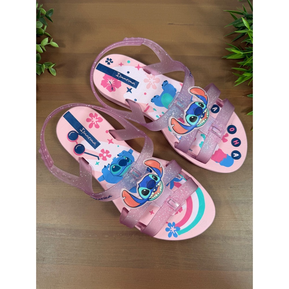 Ipanema Girls Disney Lilo & Stitch Pink Glitter Jelly Sandals Size 2